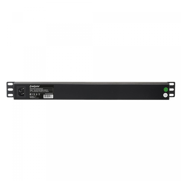 Блок розеток с разъемом подключения C14 ExeGate ServerPro PDU-19H601 Al-6S-C14 19", 1U, Алюминий, 6 Schuko, C14, индикатор питания, черный, RTL EX280825RUS