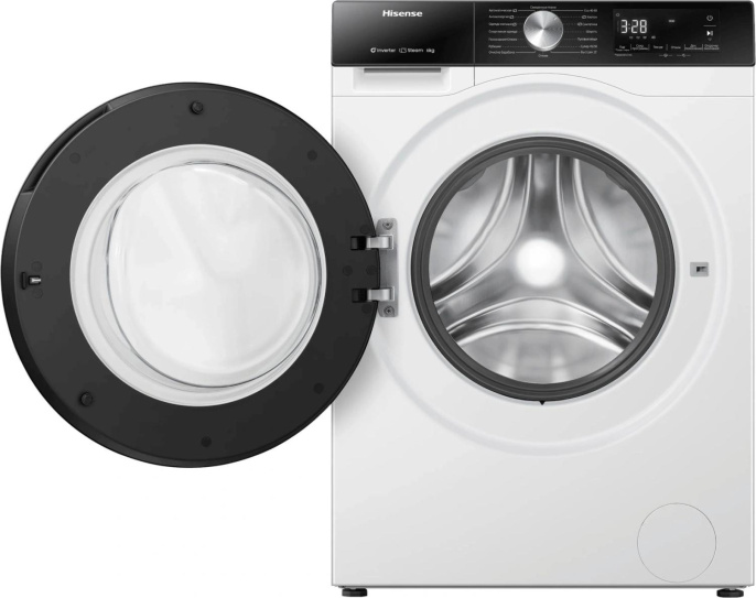 Стиральная машина Hisense WF3S6021BWU, с фронтальной загрузкой, 6кг, 1200об/мин, с паром, инверторная