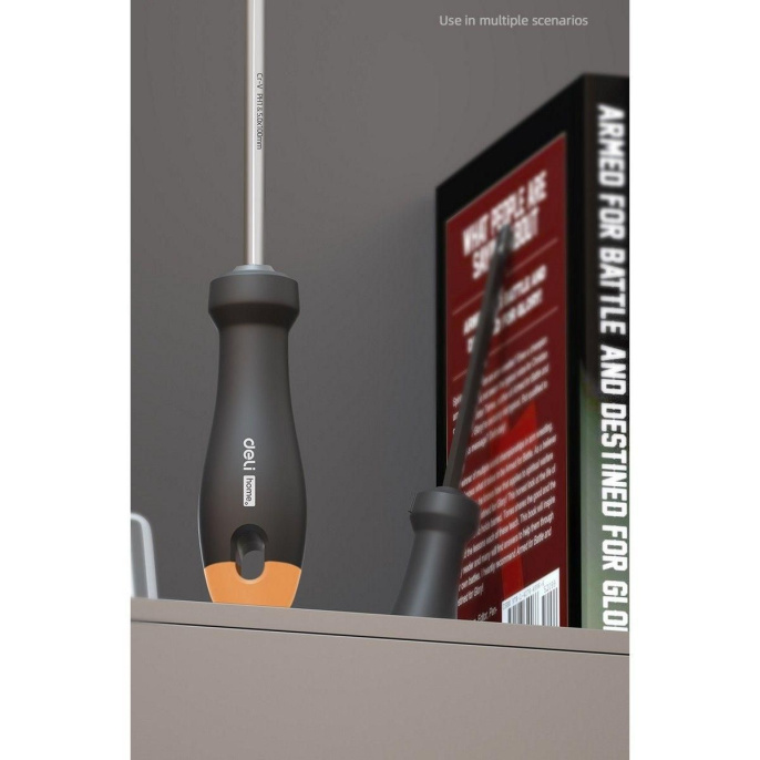 Двухсторонняя отвертка "Home Series Gray" Deli HT1055C SL5+PH1, Bad Pack длина жала 100мм, эксклюзивный дизайн, рукоятка из высококачественного софттач пластика