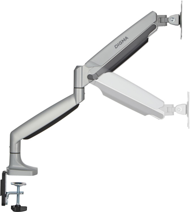 Кронштейн для мониторов ЖК Digma D-MM301, до 45", до 15кг, крепление к столешнице, поворот и наклон, серый