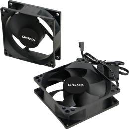 Вентилятор Digma DFan-80 80мм, 3-pin, от БП:4-pin Molex , 1800об/мин, 23 дБ, черный, Ret