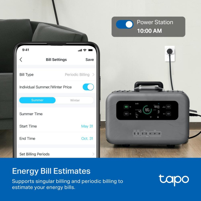 Умная розетка TP-LINK Tapo P110M,  EU,  Wi-Fi,  белый