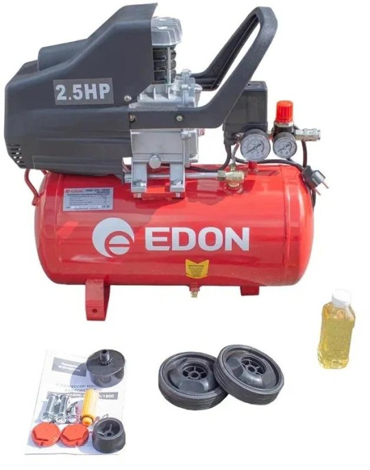 Компрессор поршневой Edon OAC-25/1600 масляный 198л/мин 25л 1600Вт красный (39776)