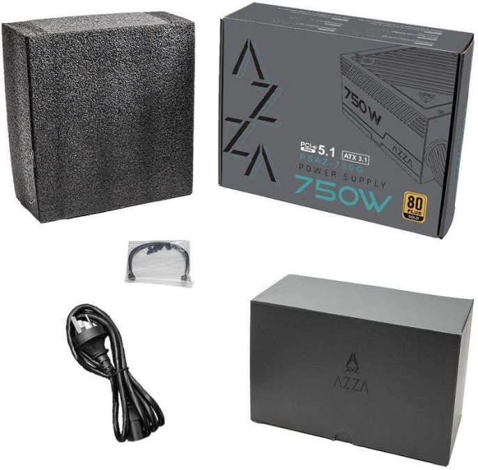 Блок питания Azza ATX 750W PSAZ-750G Gen.5 80+ gold 20+4pin APFC 120mm fan 6xSATA Cab Manag RTL (PSAZ-750G (ATX 3.1))