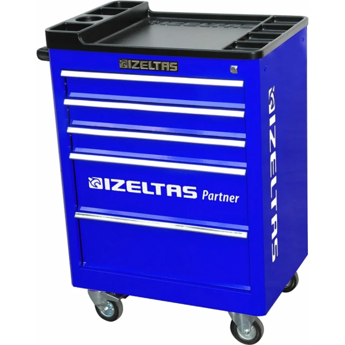 Инструментальная тележка IZELTAS PARTNER синяя с инструментами, 5 ящиков -blue 8235005121