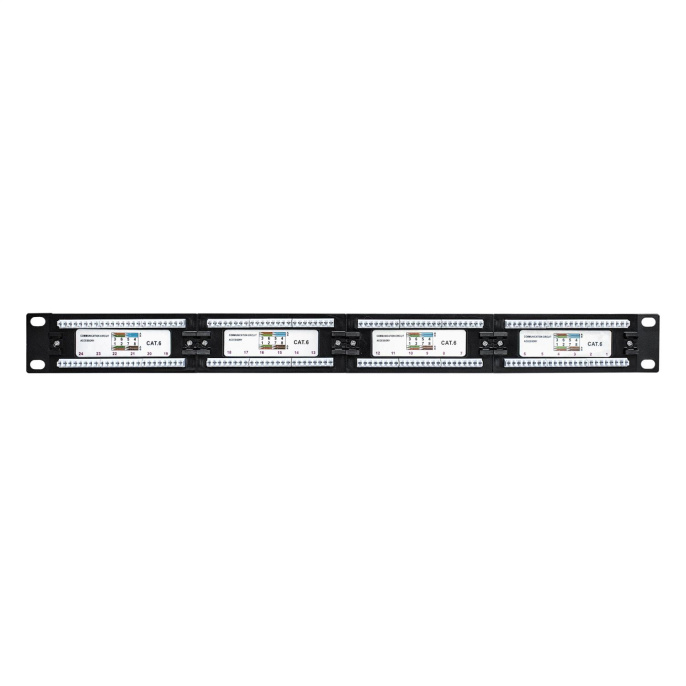 Патч-панель ExeGate EPP3-19-24-8P8C-C6-110D (19", UTP, 24 port, cat.6, KRONE&110(dual IDC), 1U, RoHS, Black, RTL) EX281080RUS