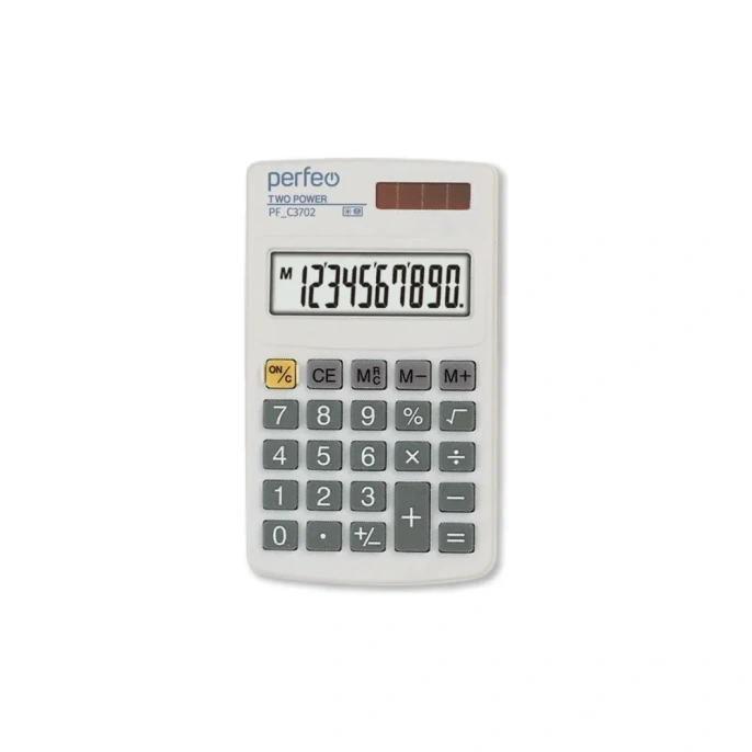 Калькулятор PERFEO PF_C3702, карманный, 8-разрядный, белый 30016129