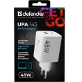 Defender Сетевой адаптер UPA-145 45W, USB A+C, белый 83245