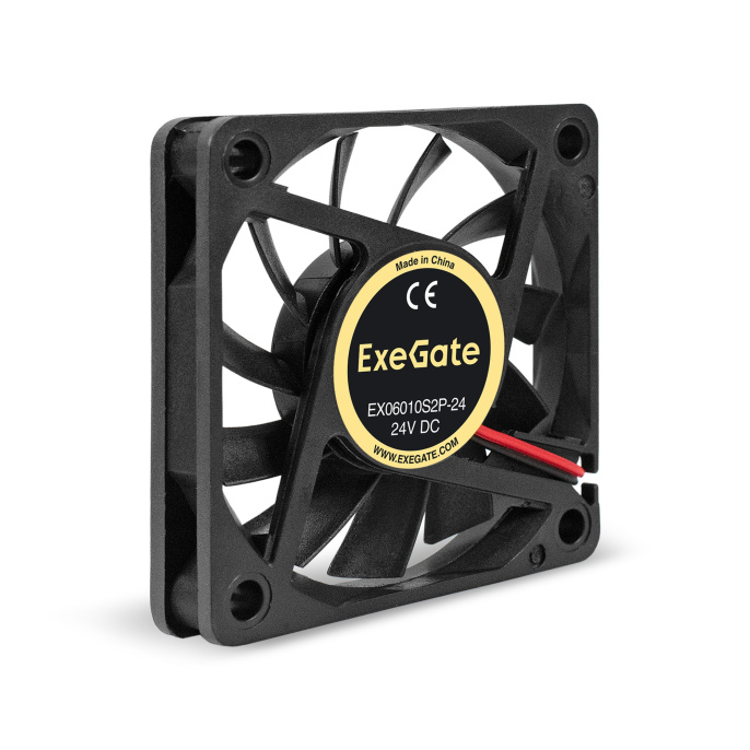 Вентилятор 24В DC ExeGate EX06010S2P-24 (60x60x10 мм, Sleeve bearing (подшипник скольжения), 2pin, 3000RPM, 24dBA) EX295203RUS