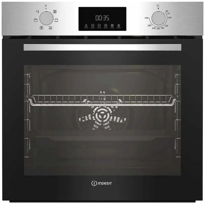 Духовой шкаф электрический Indesit IFE 3644 J IX, 72л, дверца с 2 стеклами, нержавеющая сталь