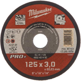 Диск отрезной Milwaukee PRO+ SC41 125x3 4932451492 по металлу, внутренний диаметр диска: 22.2мм