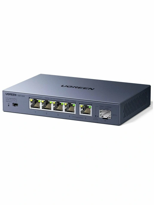 Коммутатор сетевой UGREEN CM753 35048EU 6-Port 5*Ethernet 2.5G& 1*SFP 2.5G Ethernet Switch. Цвет: серый космос