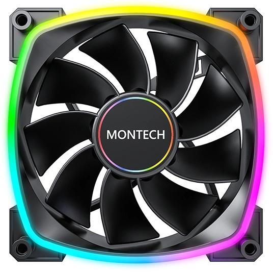 Вентилятор MONTECH RX140 Reverse, 140мм, 4-pin, 1600об/мин, 27.9 дБ, ARGB, черный, Ret [rx140 pwm black]