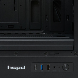 Корпус без блока питания Case HSPD M510, Mesh Mid Tower, Black, TG, 0.5 SPCC, no fans ATX, mATX, mITX 180/280/160mm 1x2.5", 1x3.5", 7xPCI 1xUSB-A 3.0, 1xUSB-A 1.0 517x277x418mm M510-TGBK