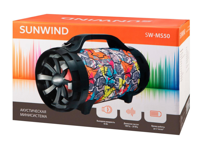 Музыкальный центр SunWind SW-MS50, 45Вт, с микрофоном, Bluetooth, FM, USB, SD/MMC, черный