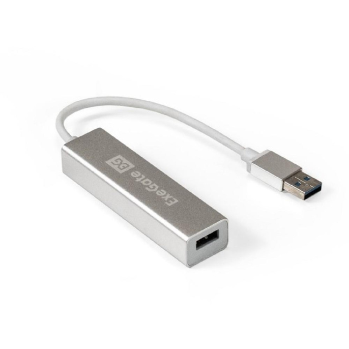 USB-Хаб концентратор 4-в-1 ExeGate DUB-4 кабель-адаптер USB3.0 -- 4xUSB3.0, Plug&Play, корпус алюминиевый, серебристый EX293981RUS