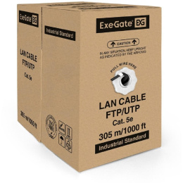Кабель ExeGate UTP4-C5e-CCA-S24-OUT-PE-BK-305 UTP 4 пары кат.5e CCA, 0.5мм (24AWG), внешн., без троса, 305м, черн., PE EX281819RUS