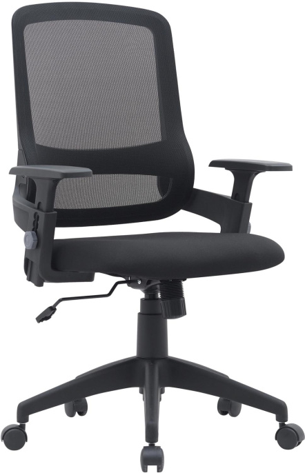 Кресло Cactus CS-MC313-BK, сетка/ткань, до 100кг, топ-ган, регулируемые 1D подлокотники,  черный