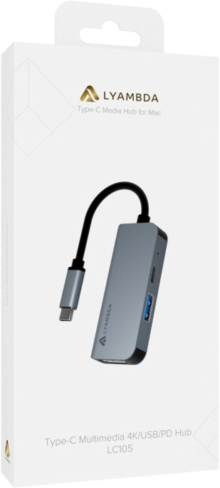 Разветвитель USB-C Lyambda LC105 2порт. серый
