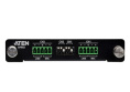 ATEN AP902-AT Карта интерфейсная, Mic/Line pre-AMP, 2 цифровых звуковых входа: сбалансир./несбалансир. сигнал микрофонного/линейного уровня, диап. усил.:-6~+36дБ микр и лин. вход;импеданс: микр.вход 3кОм/лин. вход: баланс. 20кОм/небаланс. 10кОм
