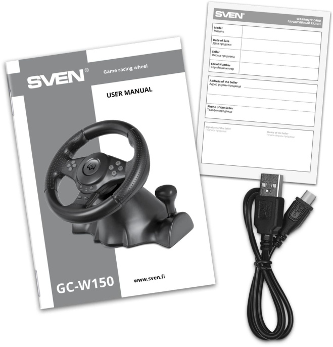 Руль Sven GC-W150 16кноп. с педалями черный