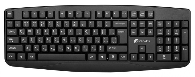 Клавиатура Оклик 105M черный USB (1678092) кабель 1.8м