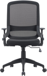 Кресло Cactus CS-MC313-BK, сетка/ткань, до 100кг, топ-ган, регулируемые 1D подлокотники,  черный