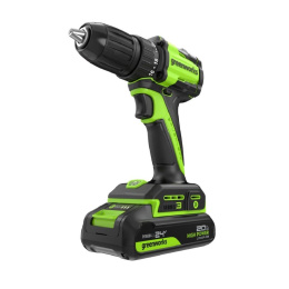 Greenworks DD345, 24V, Дрель-шуруповерт аккумуляторная, бесщеточная, 27/45 Нм,13мм,1х2Ач,ЗУ,кор [3708307CUA]