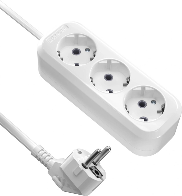 Сетевой удлинитель Defender R330, 1.5м, белый [99368]