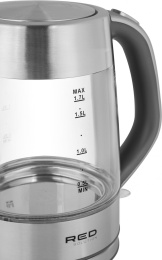 Чайник электрический Red Solution RK-G138 1.7л. 2200Вт серый корпус: стекло