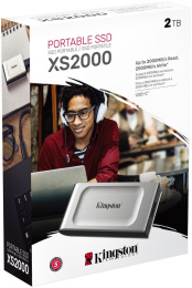 2ТБ Внешний диск SSD Kingston XS2000, USB 3.2, запись - 2000МБ/с, чтение - 2000МБ/с, серый [sxs2000/2000g]