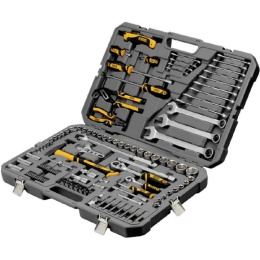 Набор инструментов, 1/2", 1/4", CrV, S2, пластиковый кейс, 122 предмета// Denzel [15804]