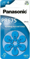 Батарейка Panasonic Zinc-Air PR675 BL6 (PR-675(44)/6LB) (для слухового аппарата, оксид-серебряные, напряжение: 1.4 В, емкость: 605 мАч)