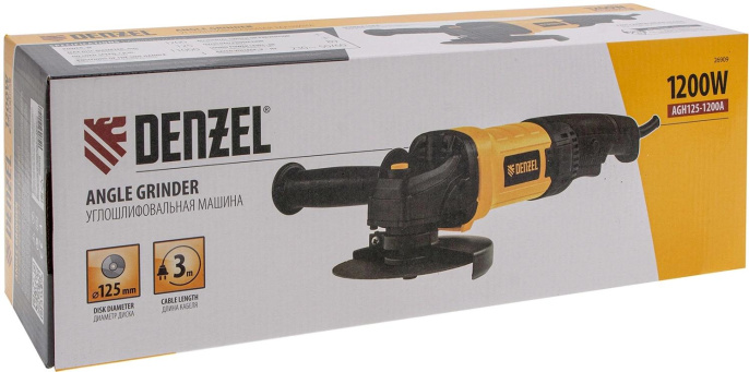 Углошлифовальная машина Denzel AGH125-1200A 1200Вт 11000об/мин рез.шпин.:M14 d 125мм 26909