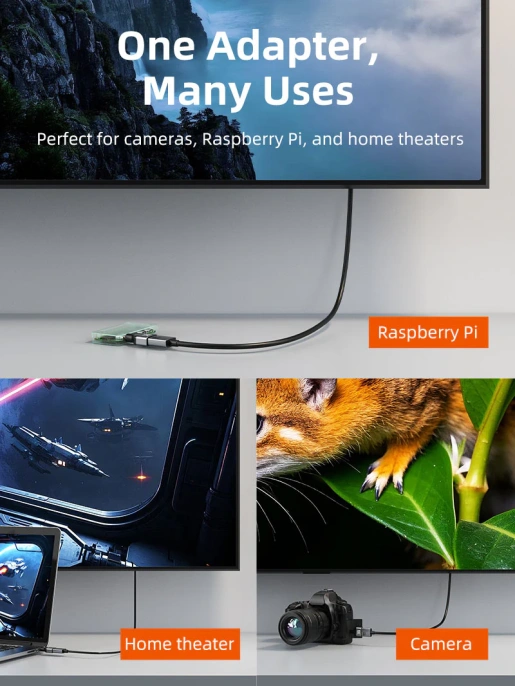 Адаптер CABLETIME CP45G (CT-CHF8K-AG) 8K Mini HDMI/HDMI «папа-мама» - алюминий + корпус из ПВХ