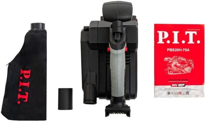 Ленточная шлифмашина P.I.T. PBS20H-75A аккумуляторная, бесщёточная, 20 В, 457х75 мм, скорость 120-380 м/мин