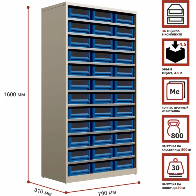 Кассетница Система хранения с пластиковыми ящиками HONEYCOMB Ironbox Max 300 3209 M-КСV302