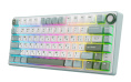 Клавиатура Royal Kludge R75 (Skycyan, белый, зеленый, проводная USB, подсветка RGB, горячая замена клавиш Hot Swap, коричневые switch)