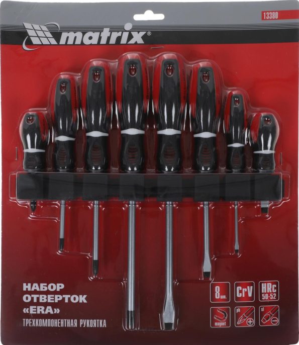 Набор отверток MATRIX "Era" CrV, 3-х компонентная рукоятка, 8 шт. 13380