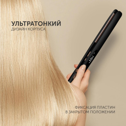 Выпрямитель для волос Polaris PHS 5012KT UltraSlim Digital Pro, черный и розовый
