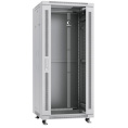 Cabeus SH-05C-27U60/60 Шкаф монтажный телекоммуникационный 19" напольный для распределительного и серверного оборудования 27U 600x600x1388mm (ШхГхВ) передняя стеклянная и задняя сплошная металлическая двери, ручка с замком, цвет серый (RAL 7035)