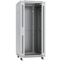 Cabeus SH-05C-27U60/60 Шкаф монтажный телекоммуникационный 19" напольный для распределительного и серверного оборудования 27U 600x600x1388mm (ШхГхВ) передняя стеклянная и задняя сплошная металлическая двери, ручка с замком, цвет серый (RAL 7035)