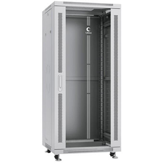 Cabeus SH-05C-27U60/60 Шкаф монтажный телекоммуникационный 19" напольный для распределительного и серверного оборудования 27U 600x600x1388mm (ШхГхВ) передняя стеклянная и задняя сплошная металлическая двери, ручка с замком, цвет серый (RAL 7035)