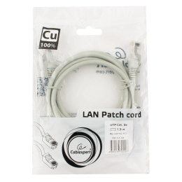 Патч-корд PREMIER PP10-1.5M литой (molded), UTP, кат.5E, 1.5м, 4 пары, 26AWG,  0.129мм,  медь,  многожильный,  серый