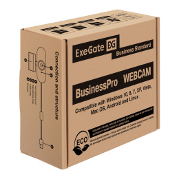 Веб-камера ExeGate BusinessPro C922 HD (1.3Мп, 1280х720, 720P, 30fps, ручной фокус, 4-линзовый объектив, микрофон с шумоподавлением, универсальное крепление, отверстие под штатив, USB, кабель 1,5 м, Windows® 7/8/10/11, Mac OS 10.6 и выше, Chrome OS™, Andr