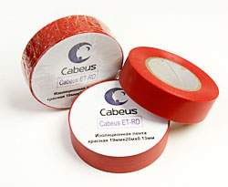 Изолента ПВХ 19 мм Cabeus ET-RD красная 20 м