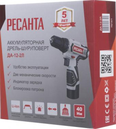 Аккумуляторная дрель-шуруповерт Ресанта ДА-12-2Л 75/14/1
