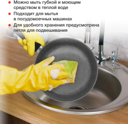 Сковорода Starwind Chef Induction SW-CHI4028GR круглая 28см покрытие: Pfluon ручка несъемная без крышки серый