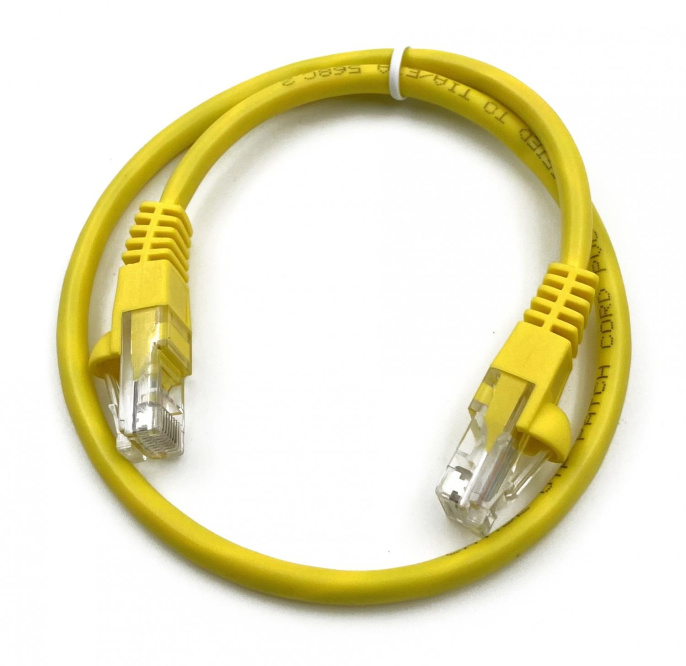 Патч-корд Buro литой molded , UTP, кат.5E, 0.5м, 4 пары, 26AWG, алюминий омедненный, многожильный, желтый