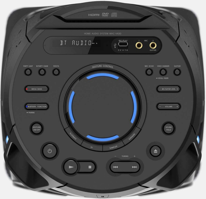 Музыкальный центр Sony MHC-V43D, с караоке, Bluetooth, FM, USB, CD, DVD, черный,